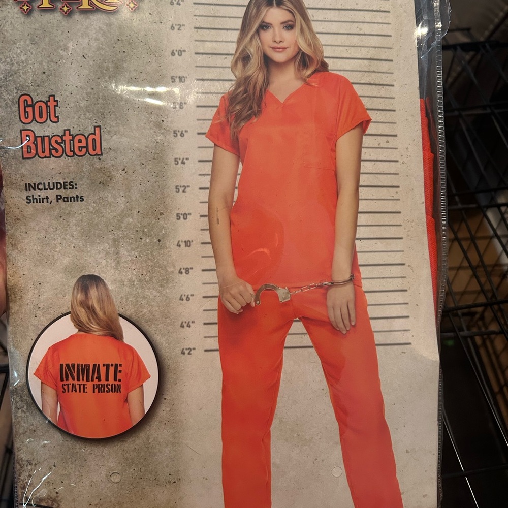 Spirit Orange Inmate Costume with cuffs-worn once